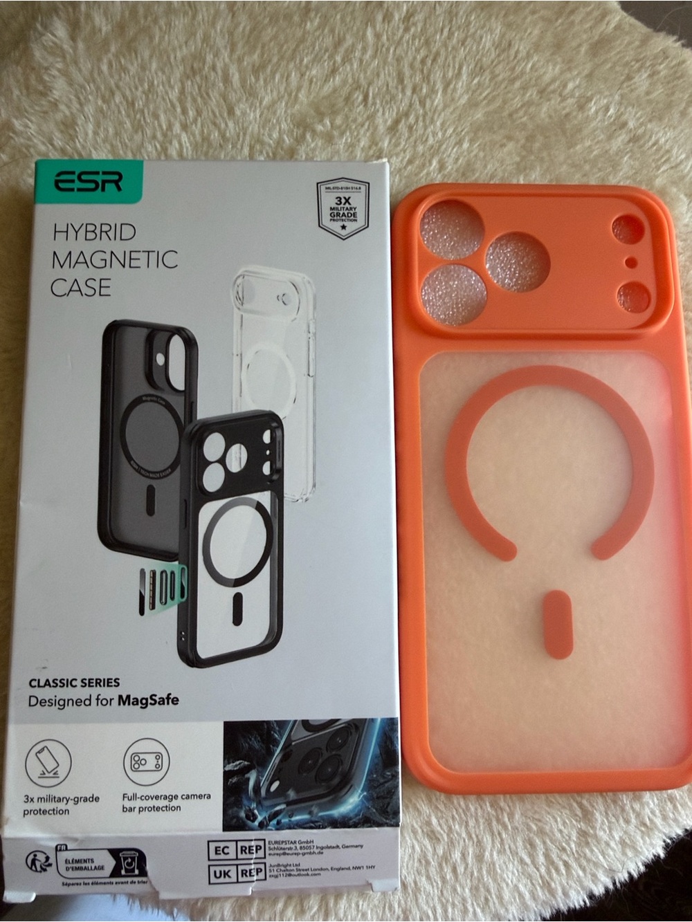ESR Hybrid Magnetic MagSafe Phone Case - Coral Orange 17 pro max